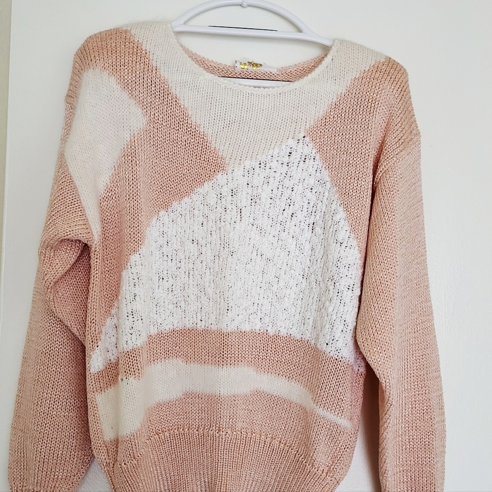 VTG Lilly Of CaliforniaSweater Womens L 80's Colorblock Textured Retro